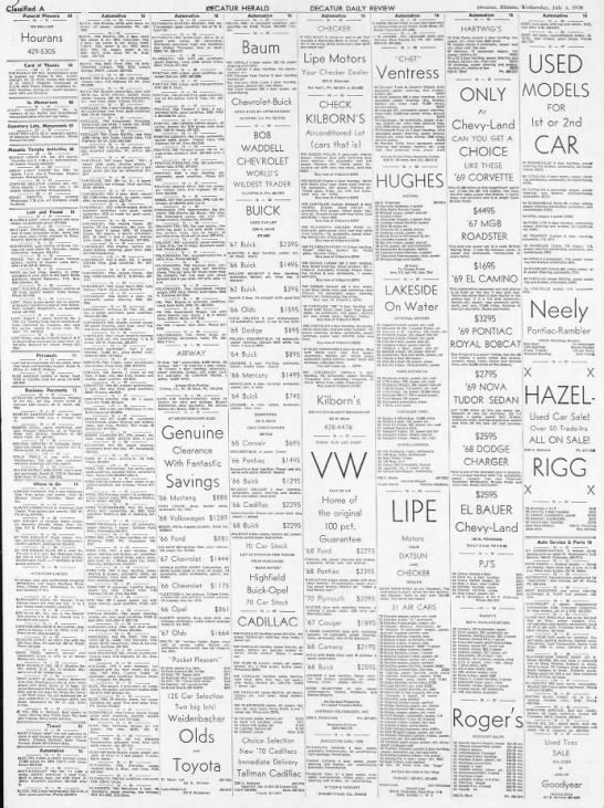 1970 area car ads